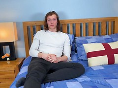 Young Straight & Lean Aiden Wanks his Big Uncut Cock & Fires a Big Load of Cum!