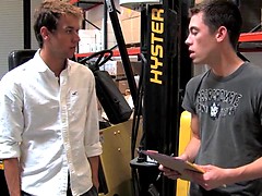 Two sexy twinks fucking on the job